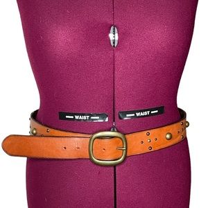 Tan leather belt with bronze buckle and studs size L /XL western boho rocker